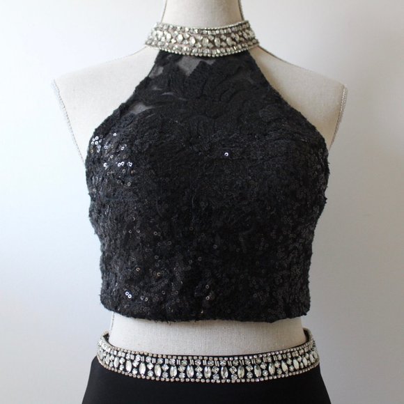 Alyce Paris Two Piece Black Homecoming Dress Size4 - Picture 4 of 12